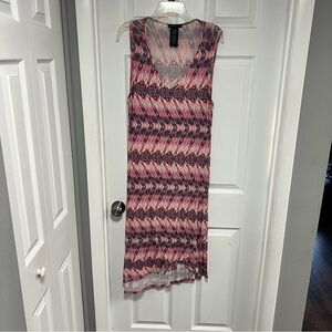Design History Pink and Navy Blue Zigzag Midi Dress Size L